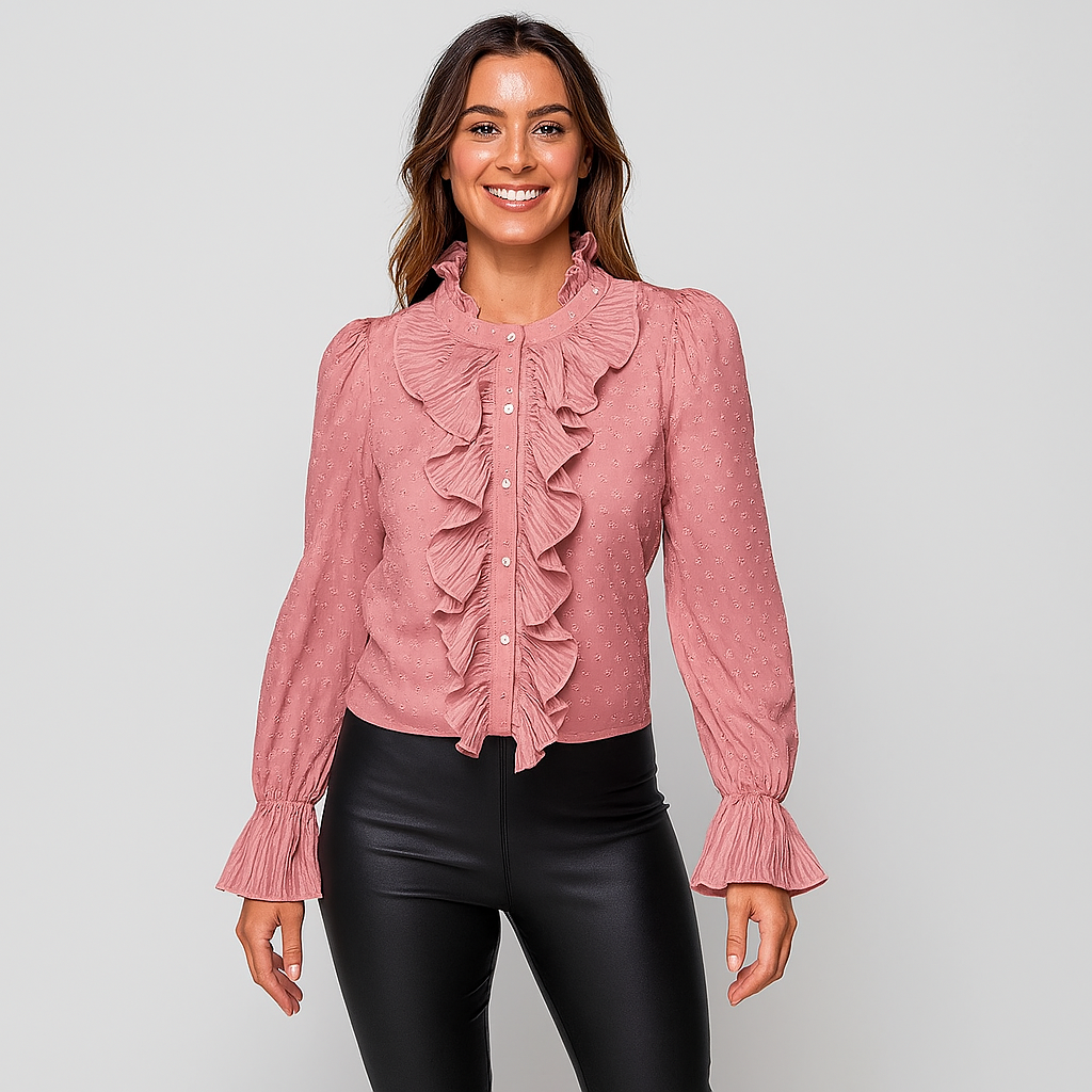 Women's Chiffon Blouse with Flattering Gathers for Elegant Style