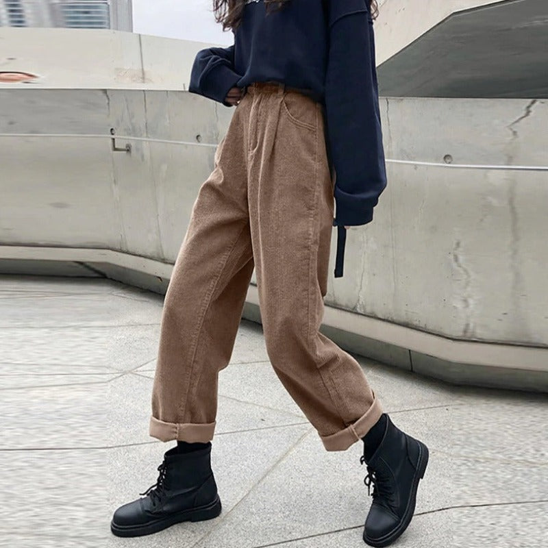 Women's Corduroy Pants with High Waist and Relaxed Straight Leg 3