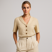 Women's Cotton and Linen T-Shirt - Short and Long Sleeve Options