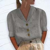 Women's Cotton and Linen T-Shirt - Short and Long Sleeve Options 2