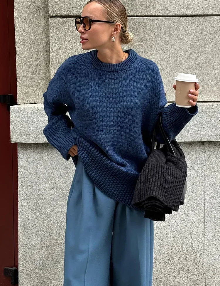 Women's Cream Jumper - Relaxed Knit with Classic Crew Neckline 5