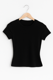 Women's Crop Top - Soft Stretch Fabric, Round Neckline, Casual Style 5