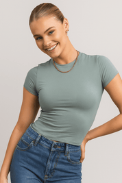 Women's Crop Top - Soft Stretch Fabric, Round Neckline, Casual Style 6