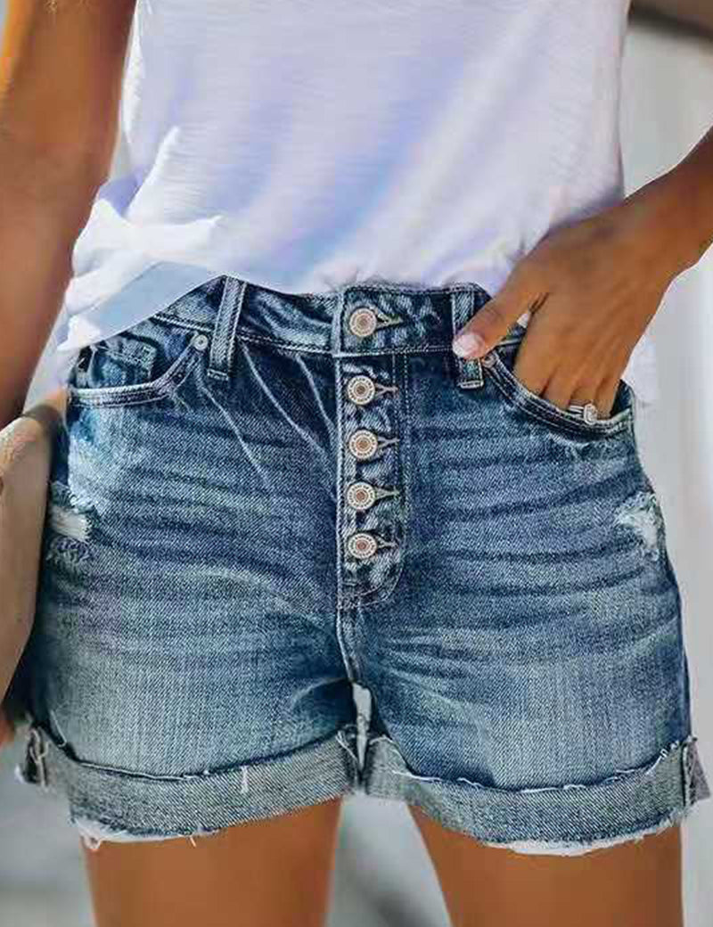 Women's Denim Shorts - Mid-Rise Casual Style for Summer Adventures 0