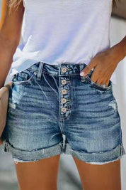 Women's Denim Shorts - Mid-Rise Casual Style for Summer Adventures 0