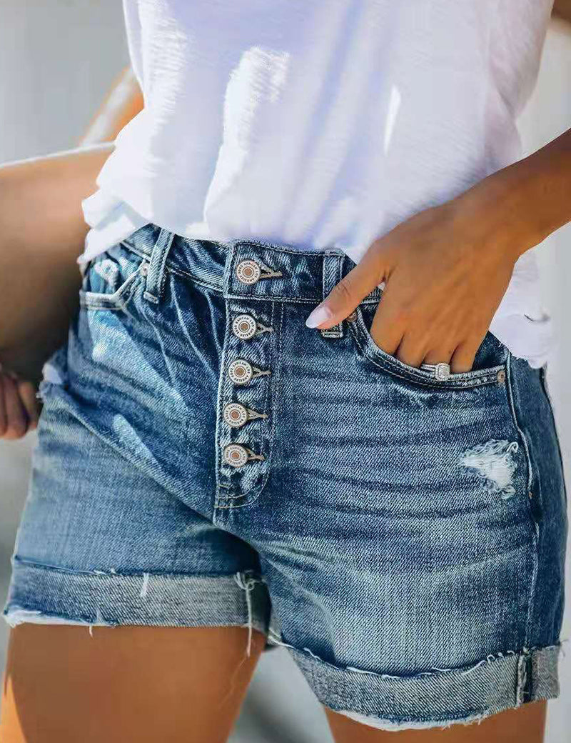 Women's Denim Shorts - Mid-Rise Casual Style for Summer Adventures 1
