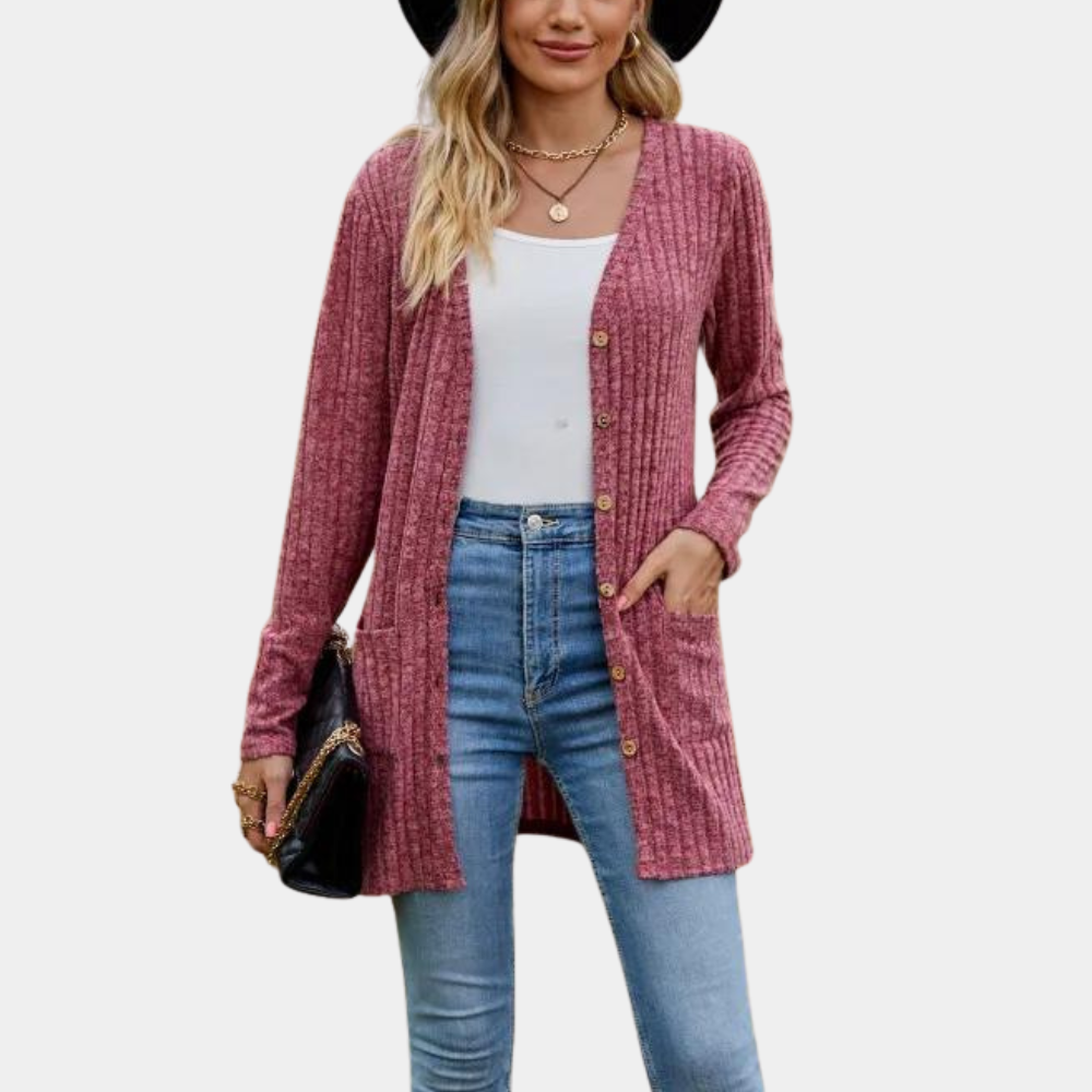 Women's Elegant Cardigan for Office and Casual Wear with Pockets and Buttons 1