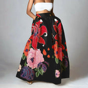Women's Floral Maxi Skirt - High-Waisted Elegant Summer Dress 0