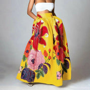 Women's Floral Maxi Skirt - High-Waisted Elegant Summer Dress 1