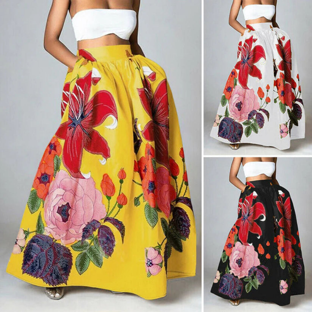 Women's Floral Maxi Skirt - High-Waisted Elegant Summer Dress 3