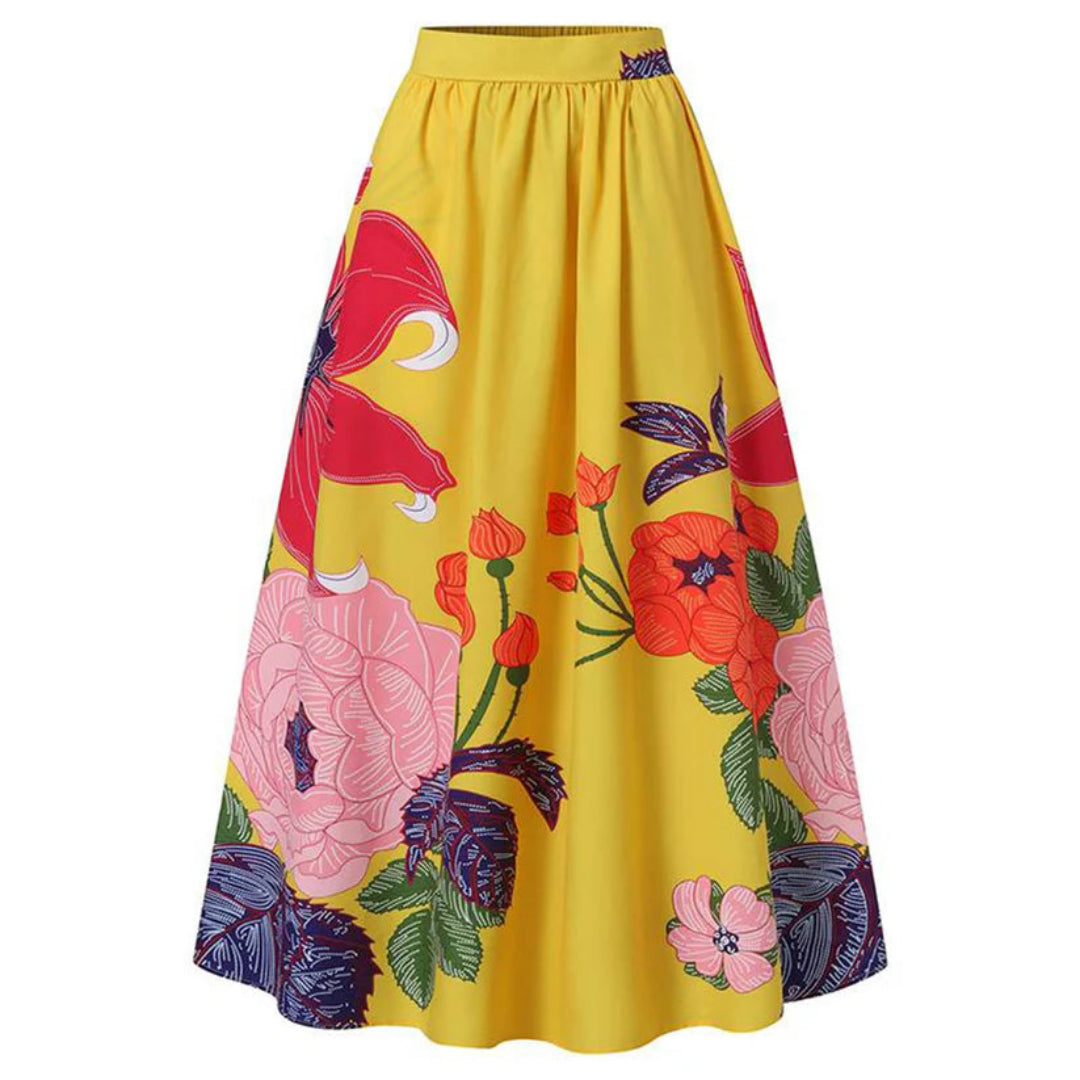 Women's Floral Maxi Skirt - High-Waisted Elegant Summer Dress 5