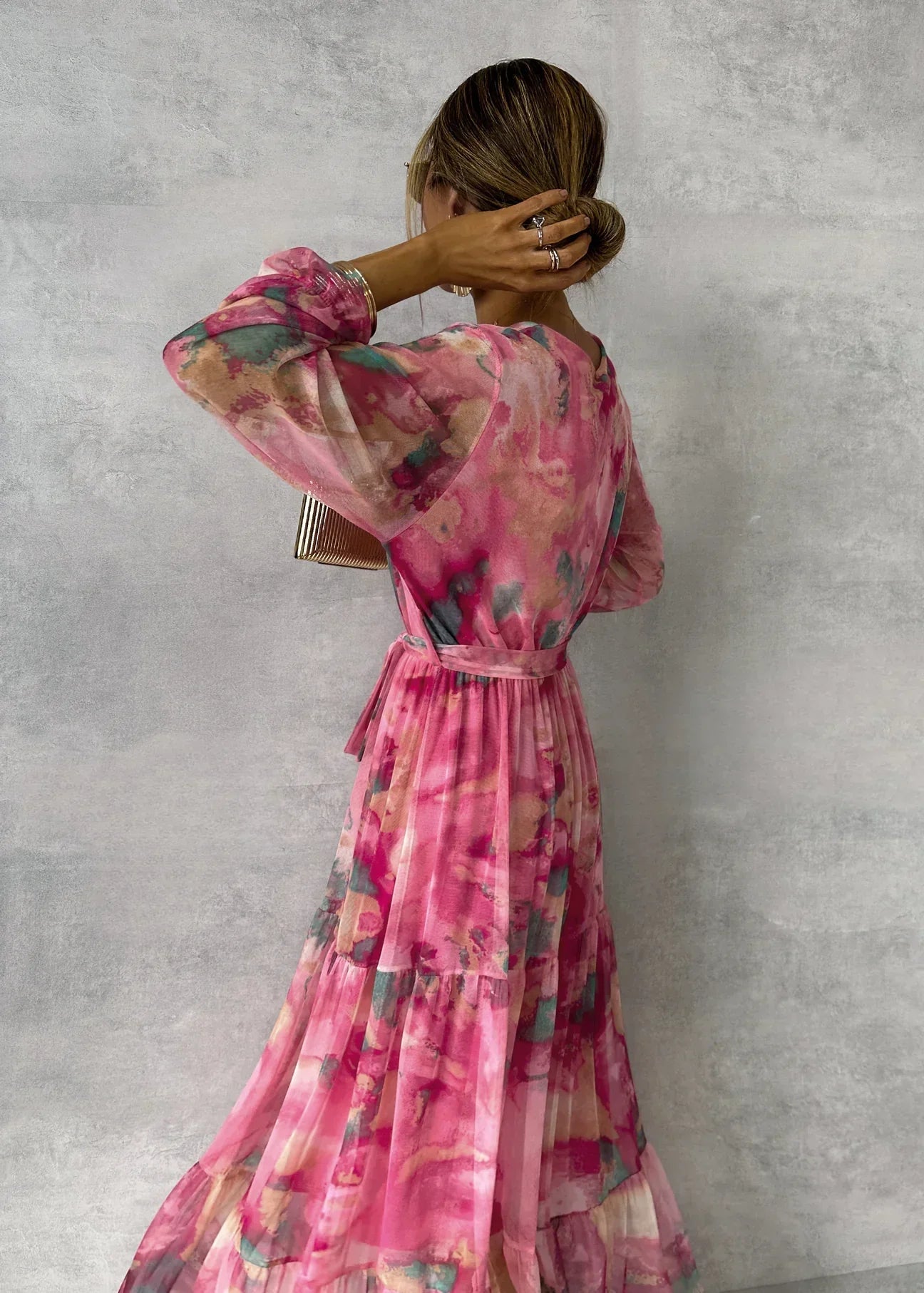 Women's Floral Print Maxi Dress - Elegant Summer Wrap Dress 2