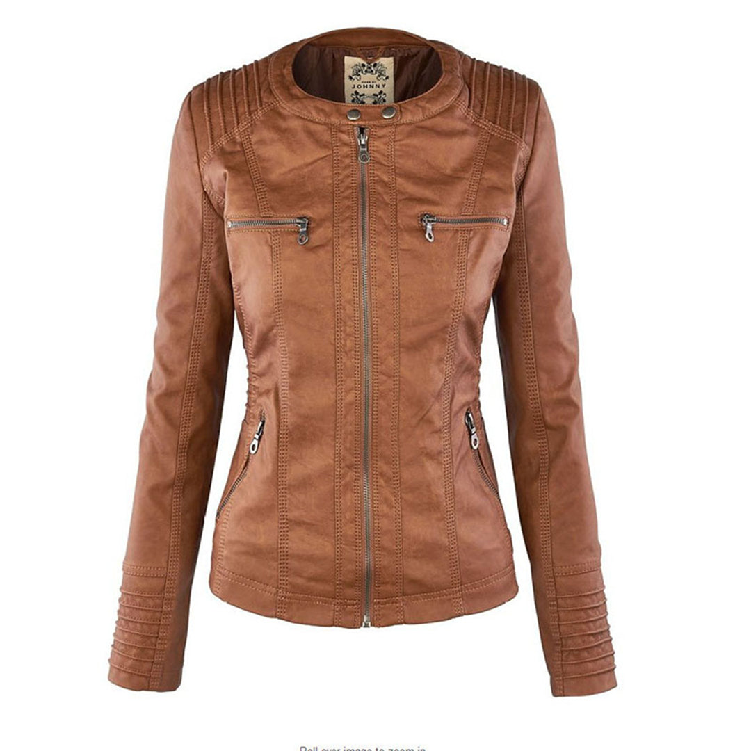 Women's Hooded Leather Jacket - Trendy PU Leather Coat for All Seasons 1