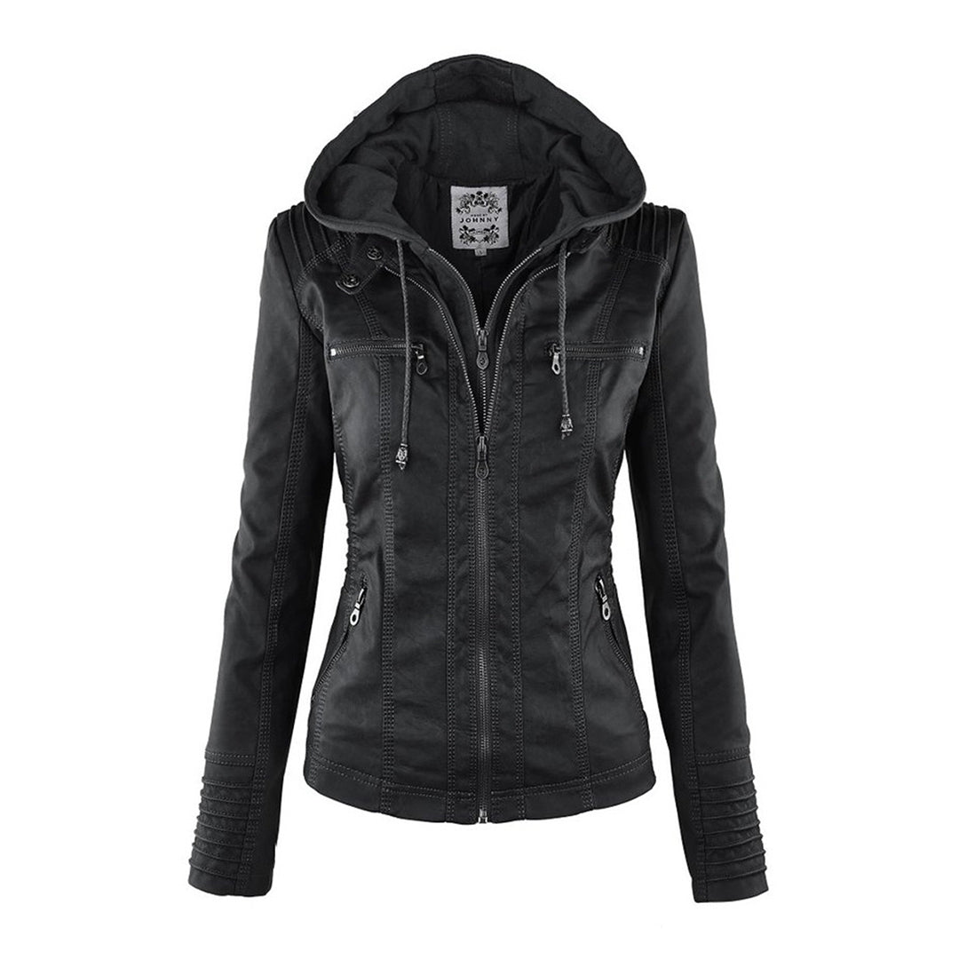 Women's Hooded Leather Jacket - Trendy PU Leather Coat for All Seasons 10