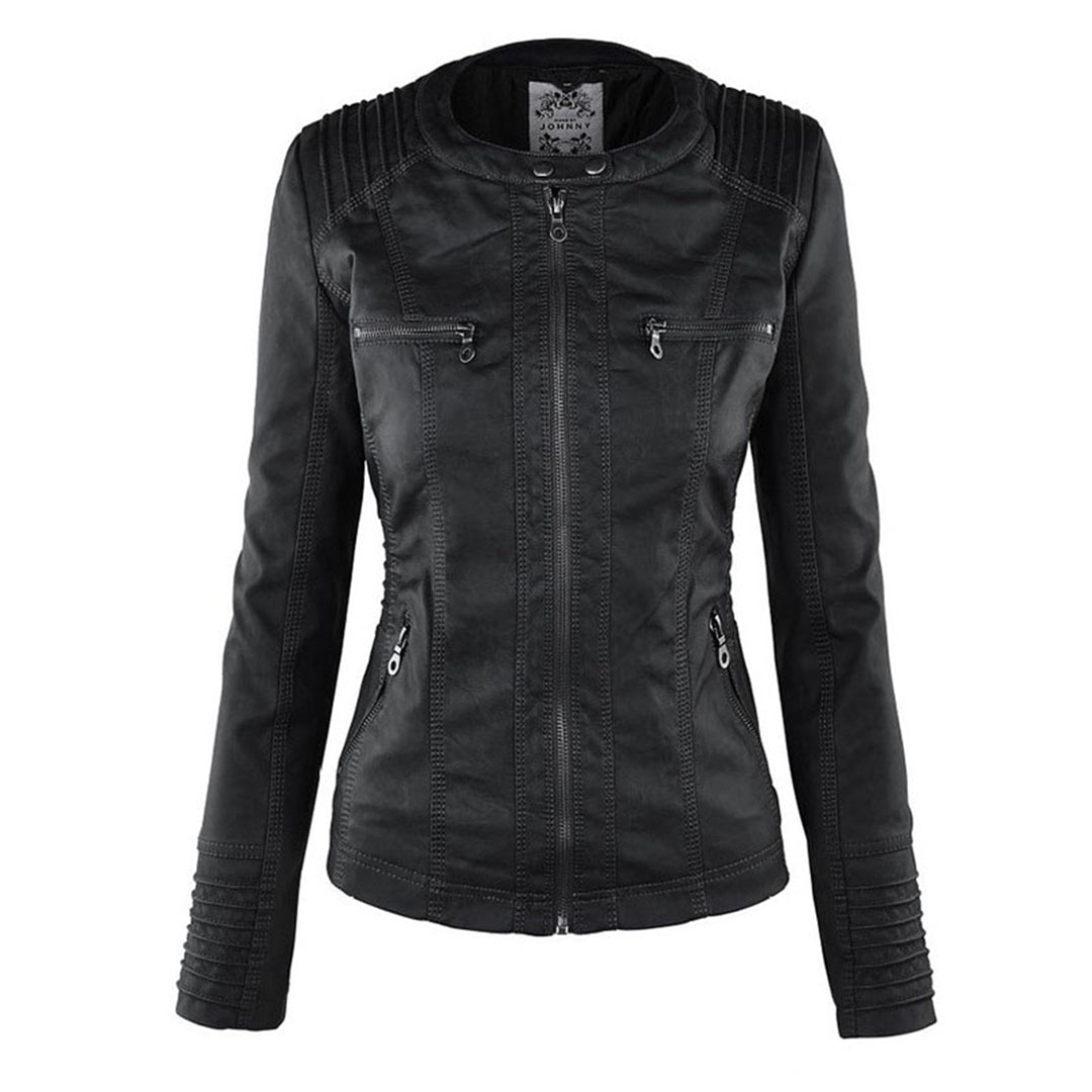 Women's Hooded Leather Jacket - Trendy PU Leather Coat for All Seasons 4