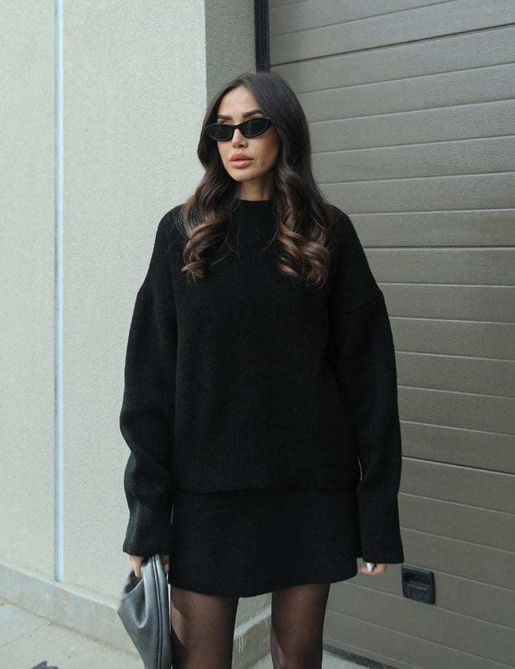 Women's Knit Set - Slouchy Jumper & Mini Skirt Knit Lounge Set for Women 0