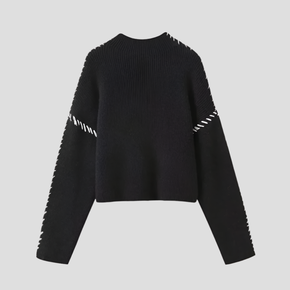 Women's Knitted High-Neck Sweater - Comfortable Long Sleeve Sweater 3