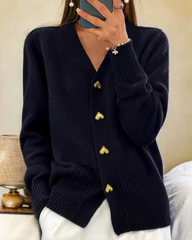 Women's Long Cashmere Cardigan - Cozy Black Layering Piece for Autumn Fashion 4