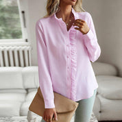 Women's Long Sleeve Blouse with Ruffles - Elegant White Blouse for Casual or Semi-Formal Wear 6