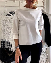 Women's Long Sleeve Top - Versatile High Collar Design for Casual or Formal Wear 2