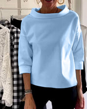 Women's Long Sleeve Top - Versatile High Collar Design for Casual or Formal Wear 4