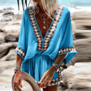 Women's Loose V-Neck Jumpsuit with Wide Legs for Casual Wear 1