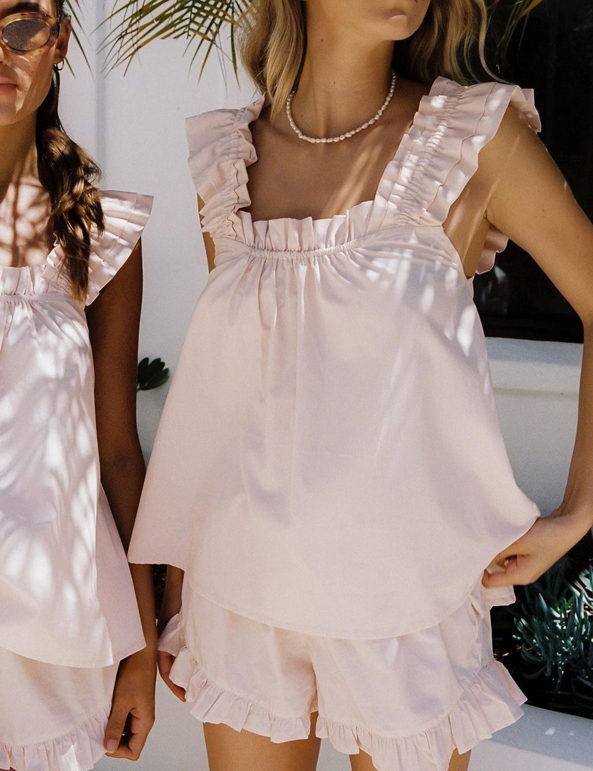 Women's Lounge Set - Ruffle Sleeveless Top and High-Waisted Shorts Loungewear 5