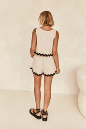 Women's Loungewear Two Piece Set - Tank Top and Shorts with Scalloped Trim 3