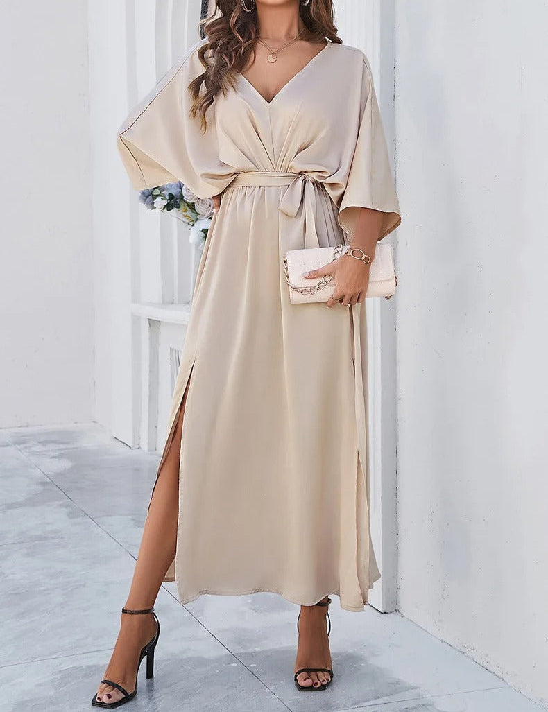 Women's Maxi Dress - V-Neck Spring Summer Dress for Effortless Elegance 0