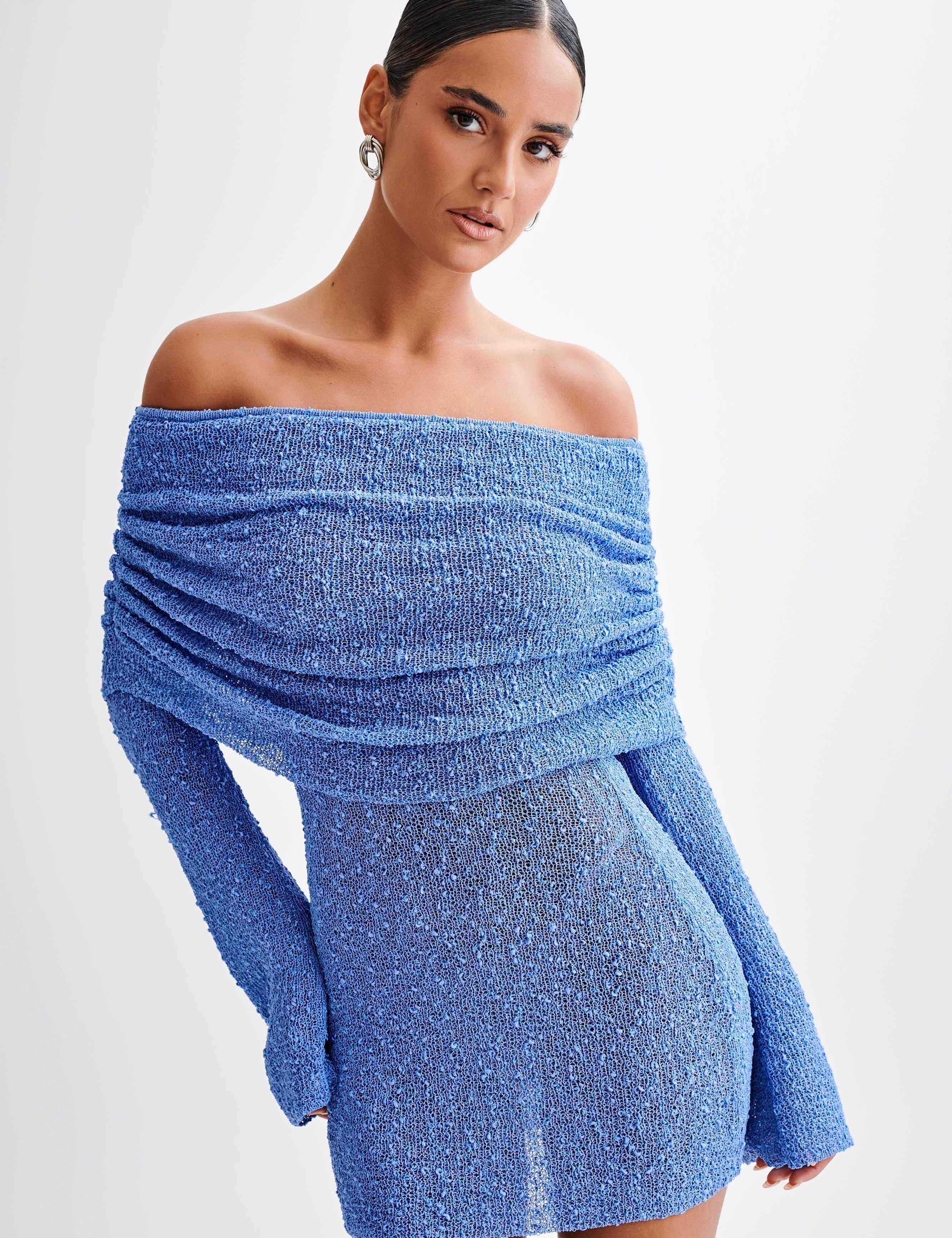 Women's Off-Shoulder Knit Mini Dress - Chic Summer Dress for Stylish Occasions 6