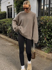 Women's Oversized Fluffy Knit Jumper - Soft, Cozy Casual Wear 0