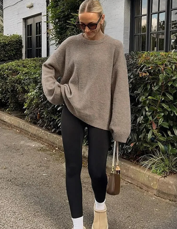 Women's Oversized Fluffy Knit Jumper - Soft, Cozy Casual Wear 0