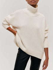 Women's Oversized Turtleneck Sweater - Soft Ribbed Knit, Relaxed Fit 7