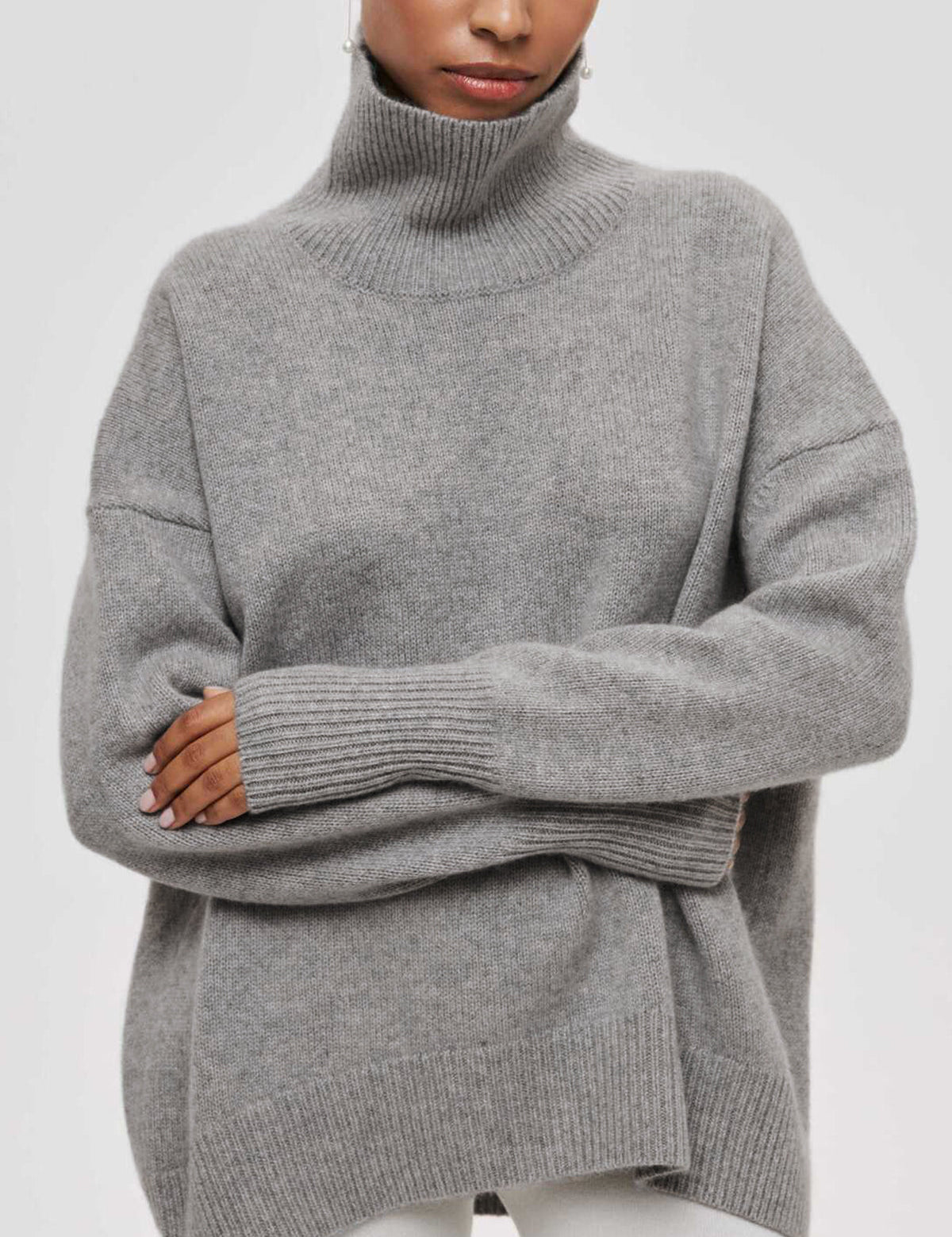 Women's Oversized Turtleneck Sweater - Soft Ribbed Knit, Relaxed Fit 8