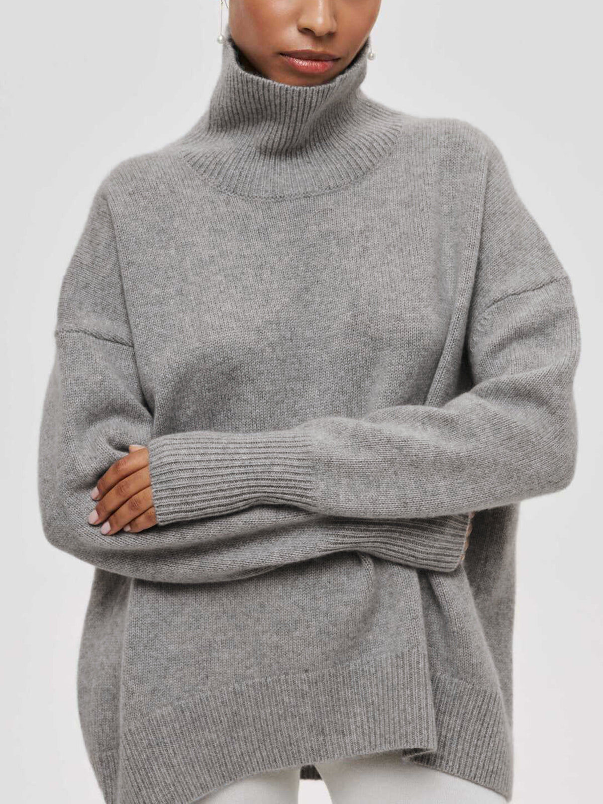 Women's Oversized Turtleneck Sweater - Soft Ribbed Knit, Relaxed Fit 8