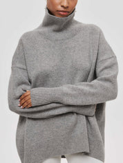 Women's Oversized Turtleneck Sweater - Soft Ribbed Knit, Relaxed Fit 8