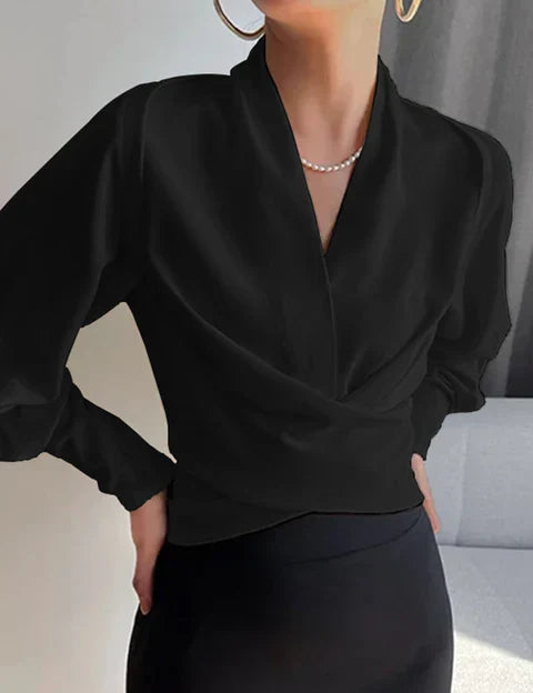 Women's Puff Sleeve Blouse - Elegant V-Neck Summer Top for Women 4