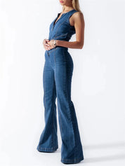 Women's Retro Denim Jumpsuit 2