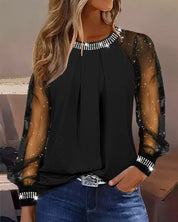 Women's Sequin Top - Elegant Mesh Going Out Top - Stylish Blouse for Women 0