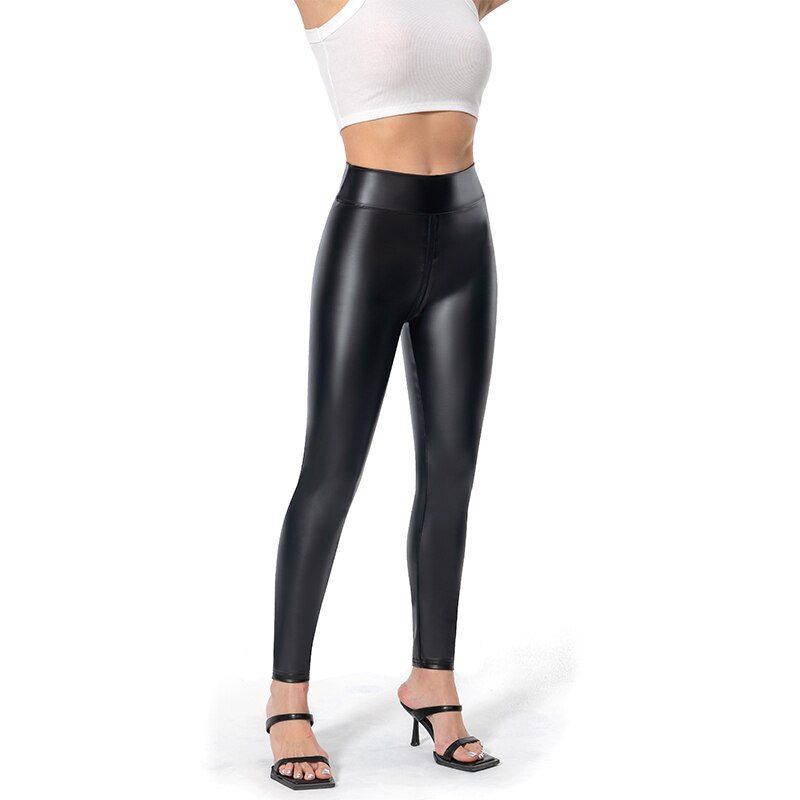 Women's Shiny Leggings with Back Zipper 0