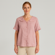 Women's Short Sleeve Cotton and Linen Shirt