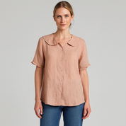 Women's Short Sleeve Cotton and Linen Shirt