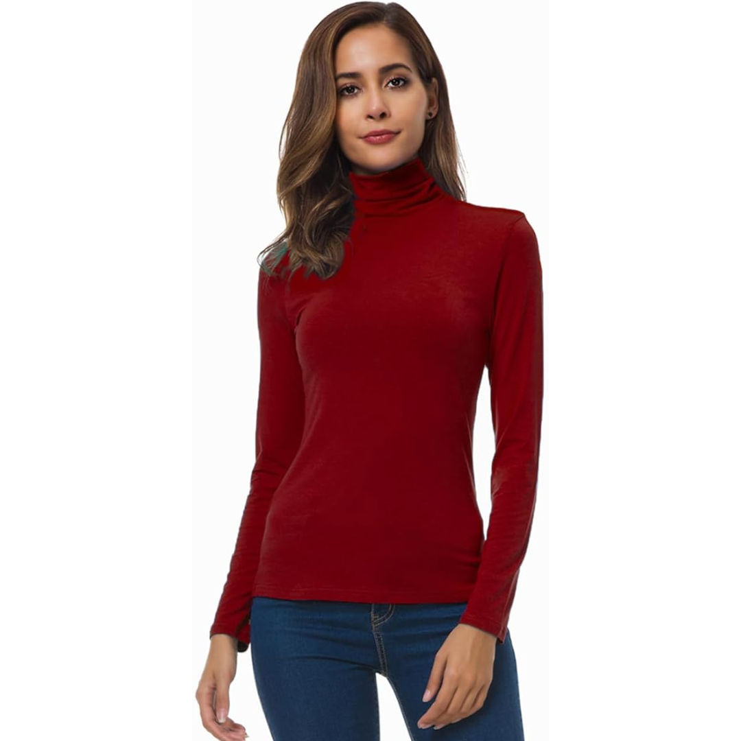 Women's Slim Fit Turtleneck Top - Versatile Lightweight Turtle Neck Fashion 11