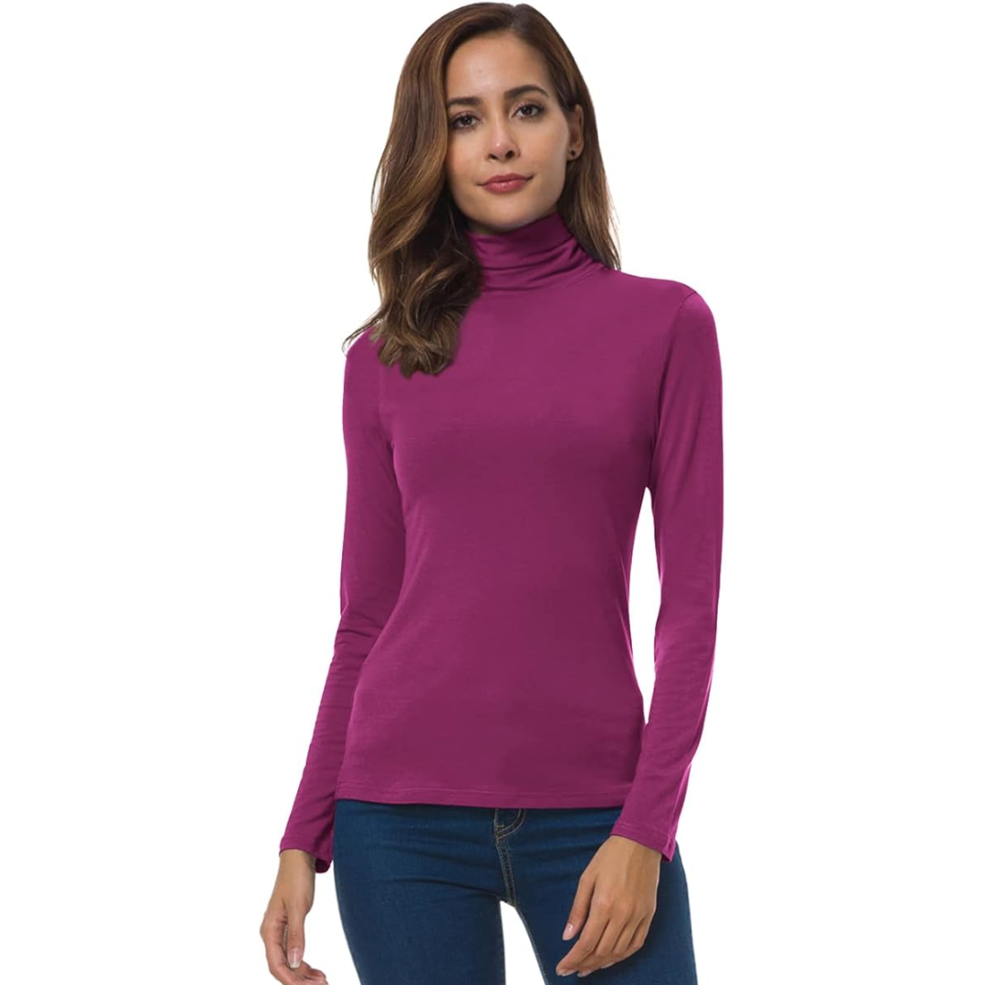 Women's Slim Fit Turtleneck Top - Versatile Lightweight Turtle Neck Fashion 5