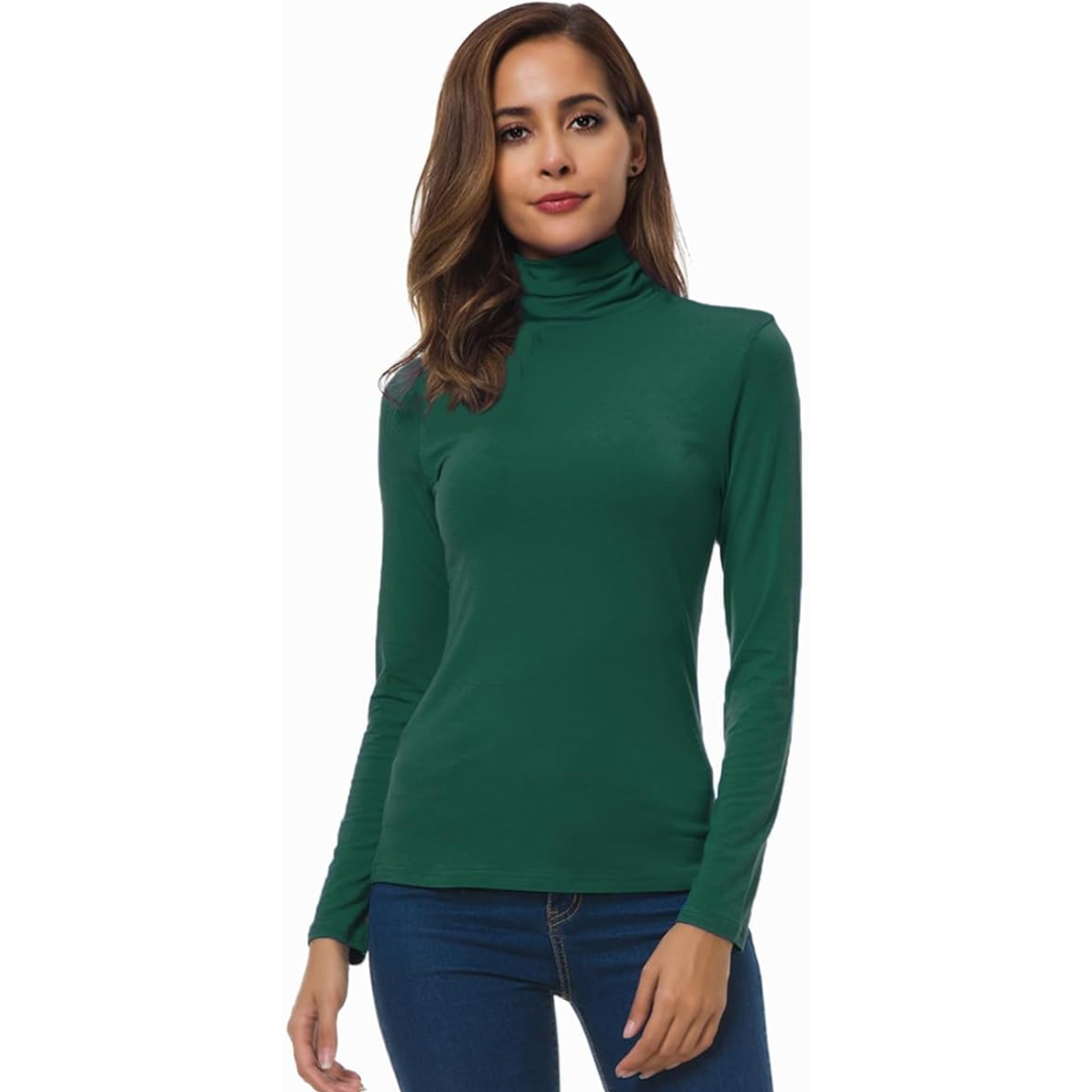 Women's Slim Fit Turtleneck Top - Versatile Lightweight Turtle Neck Fashion 6