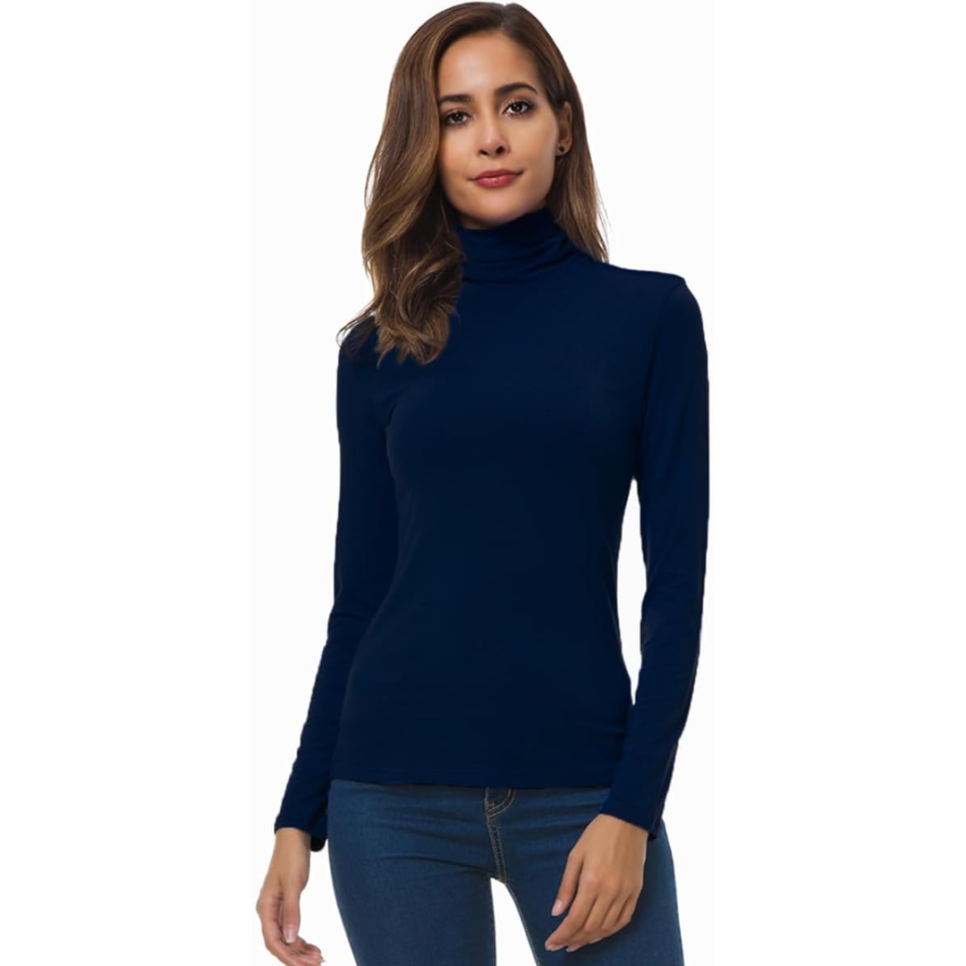 Women's Slim Fit Turtleneck Top - Versatile Lightweight Turtle Neck Fashion 7