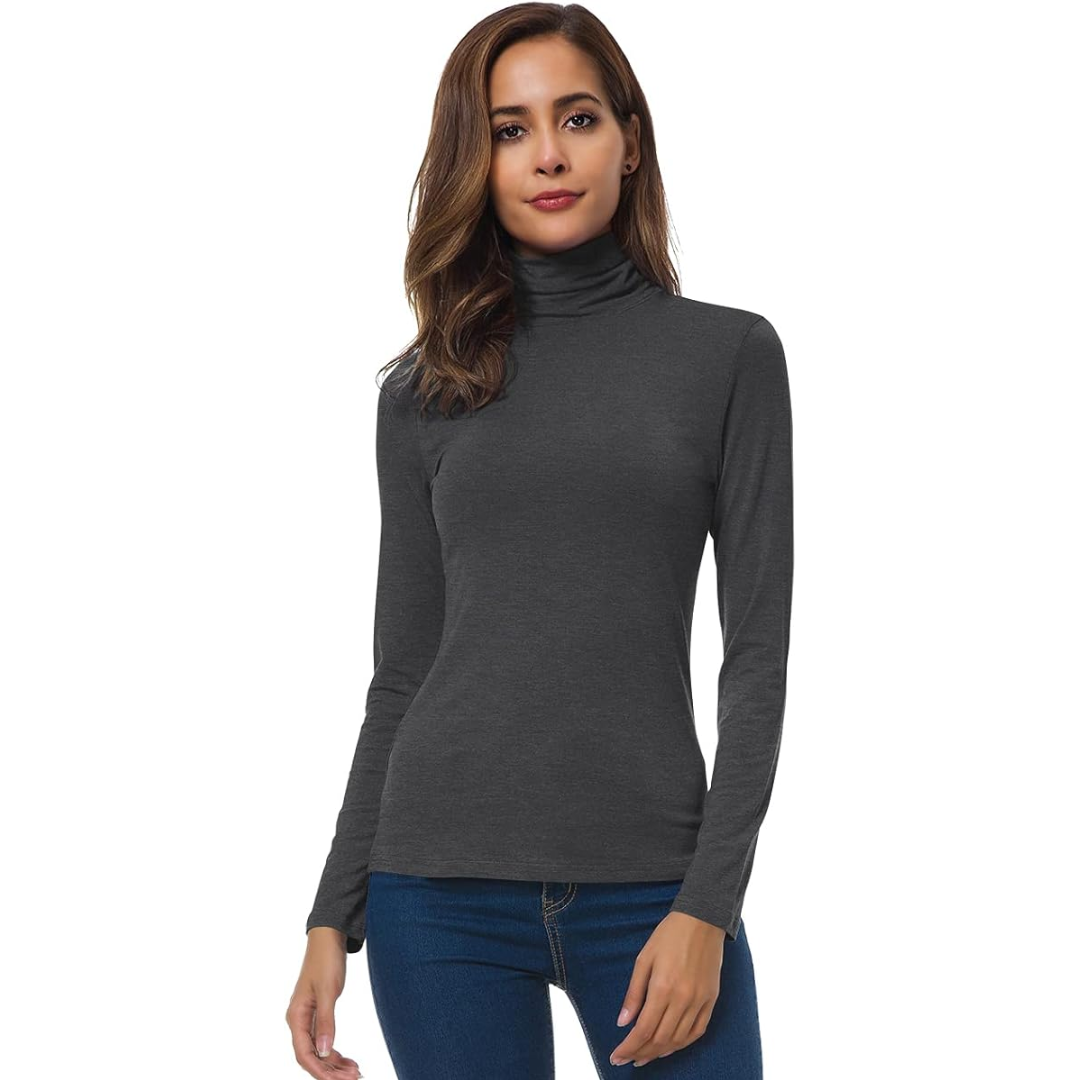 Women's Slim Fit Turtleneck Top - Versatile Lightweight Turtle Neck Fashion 8