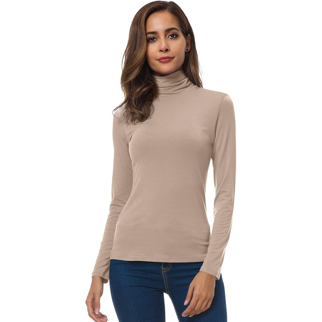 Women's Slim Fit Turtleneck Top - Versatile Lightweight Turtle Neck Fashion 9