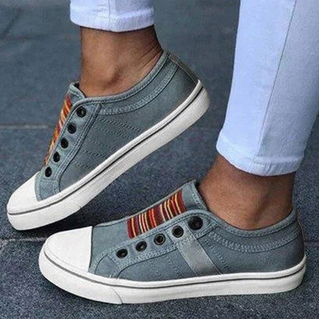Women's Slip-On Sneakers - Casual Canvas Shoes with Rubber Sole for Everyday Wear 2