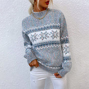 Women's Snowflake Sweater - Cozy Turtleneck Knit for Winter Fashion 1